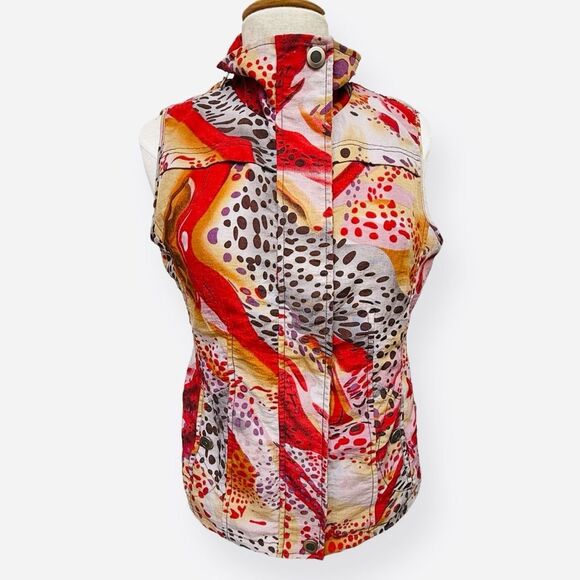 Spanner Wild Thing Red and Orange Vest Abstract Women's Small - Picture 1 of 11